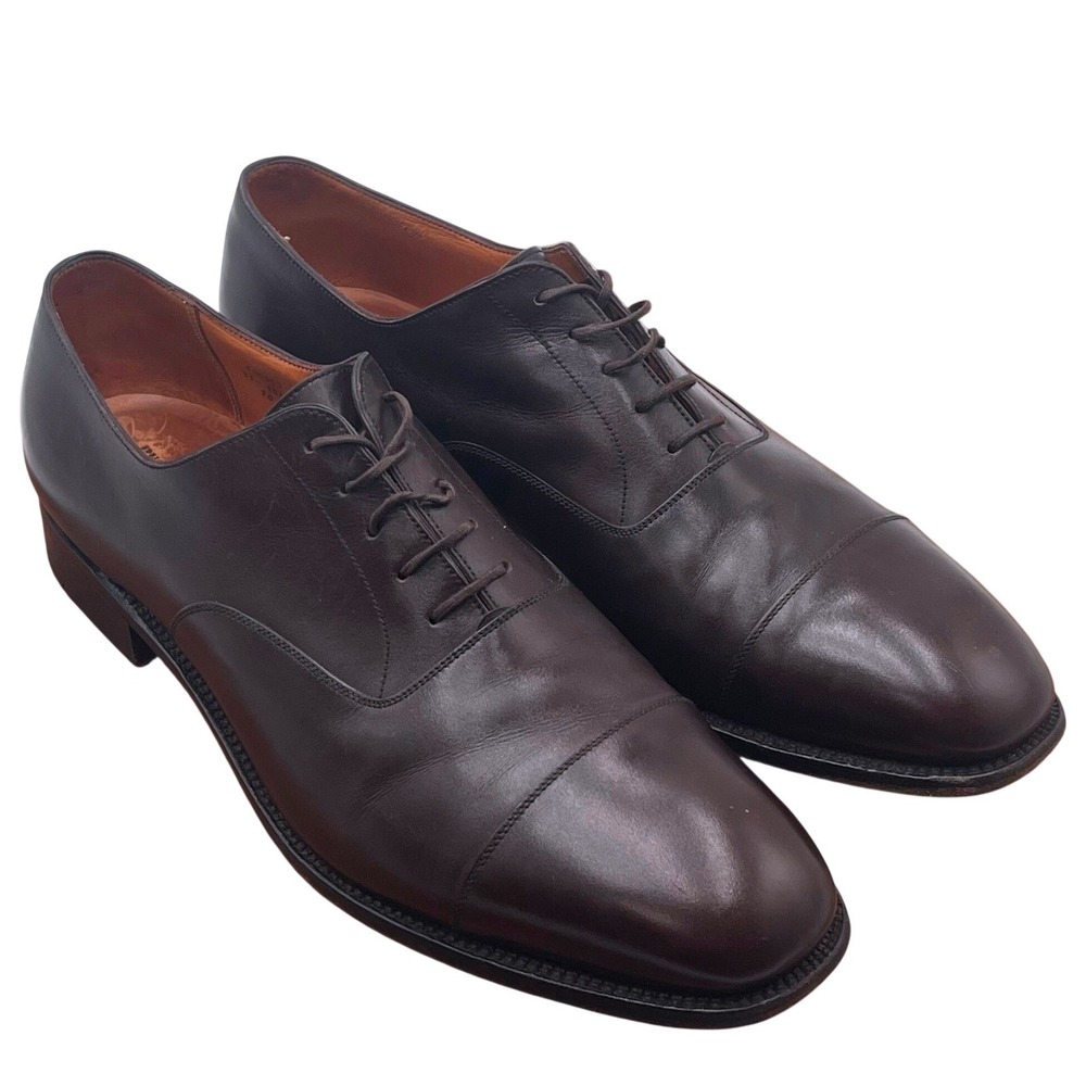 JM Weston 300 Dark Brown Leather Cap Toe Oxford Dress Shoes Mens 10 D France